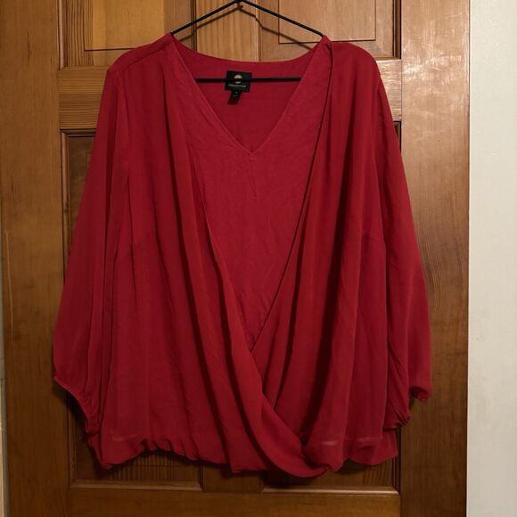 Women’s Red JM Collection Blouse 1X [Clothing 318] - Picture 1 of 4